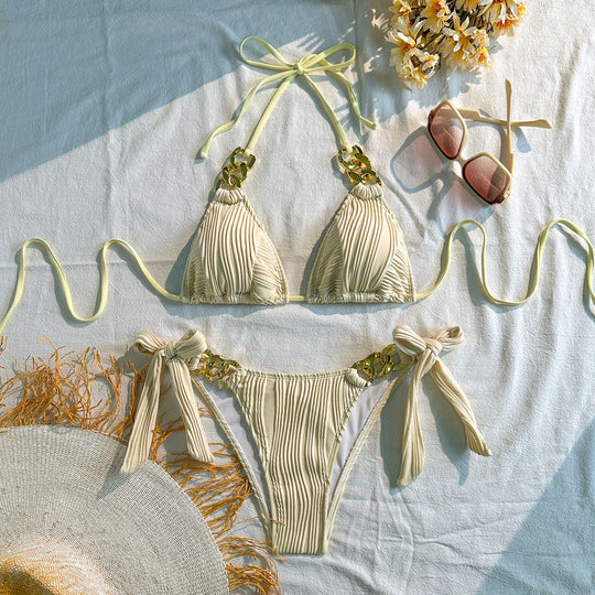 Damen Triangel-Bikini mit raffinierten Kettendetails EB
