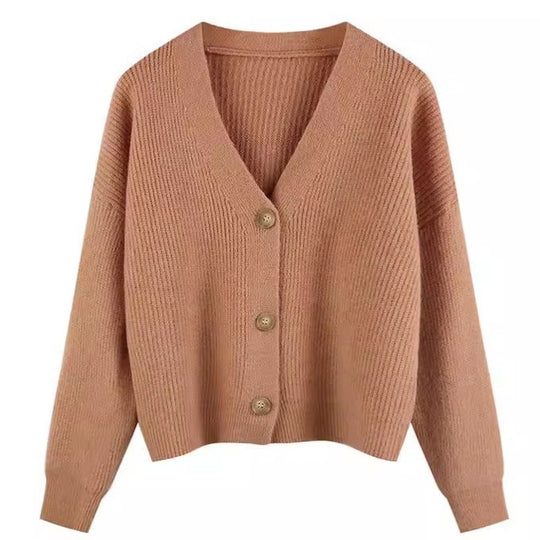 Damen Strickjacke mit V-Ausschnitt und hochwertigen Knopfdetails EB