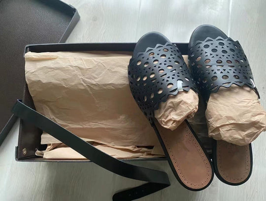 Damen modische Pantoletten mit durchbrochenem Design EB