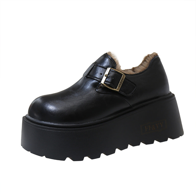 Damen Plattform Clogs mit luxuriösem Kunstfell-Innenfutter und stylischem Riemen EB