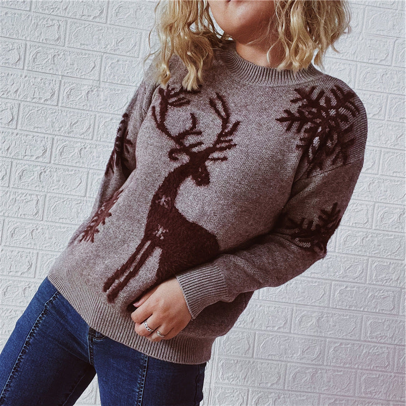 Damen Weihnachtspullover mit festlichem Rentierdesign und hochwertiger Strickqualität EB