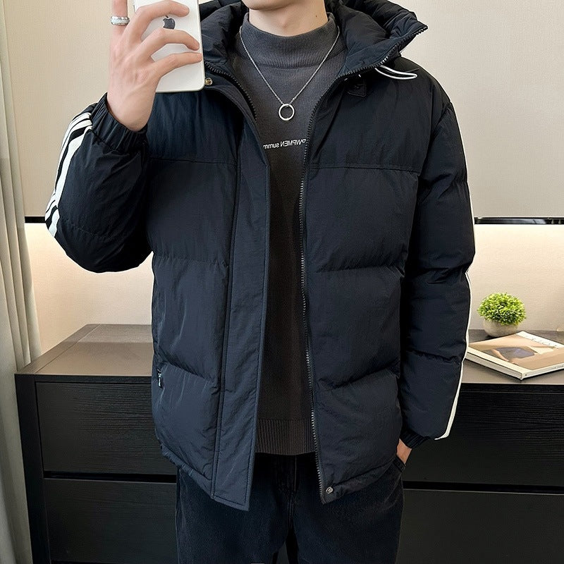 Herren modische und warme Steppjacke mit verstellbarer Kapuze EB