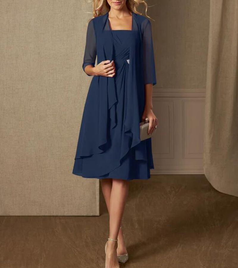Damen festliches Maxikleid mit einem eleganten Wickeldesign und transparenter Ärmeln Heidi-Mode