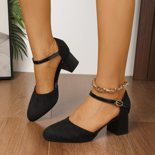 Damen elegante Slingback-Pumps mit komfortablem Blockabsatz und modischem Riemchen EB