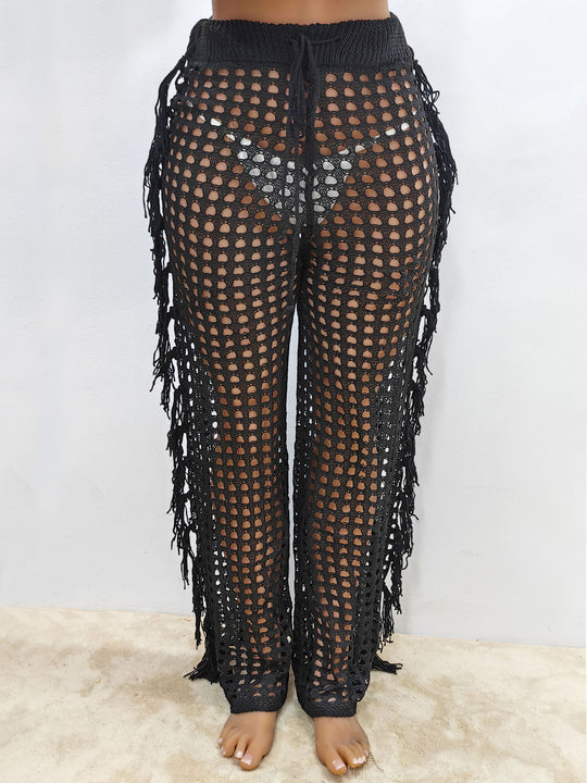 Damen luftige Häkelstrandhose EB
