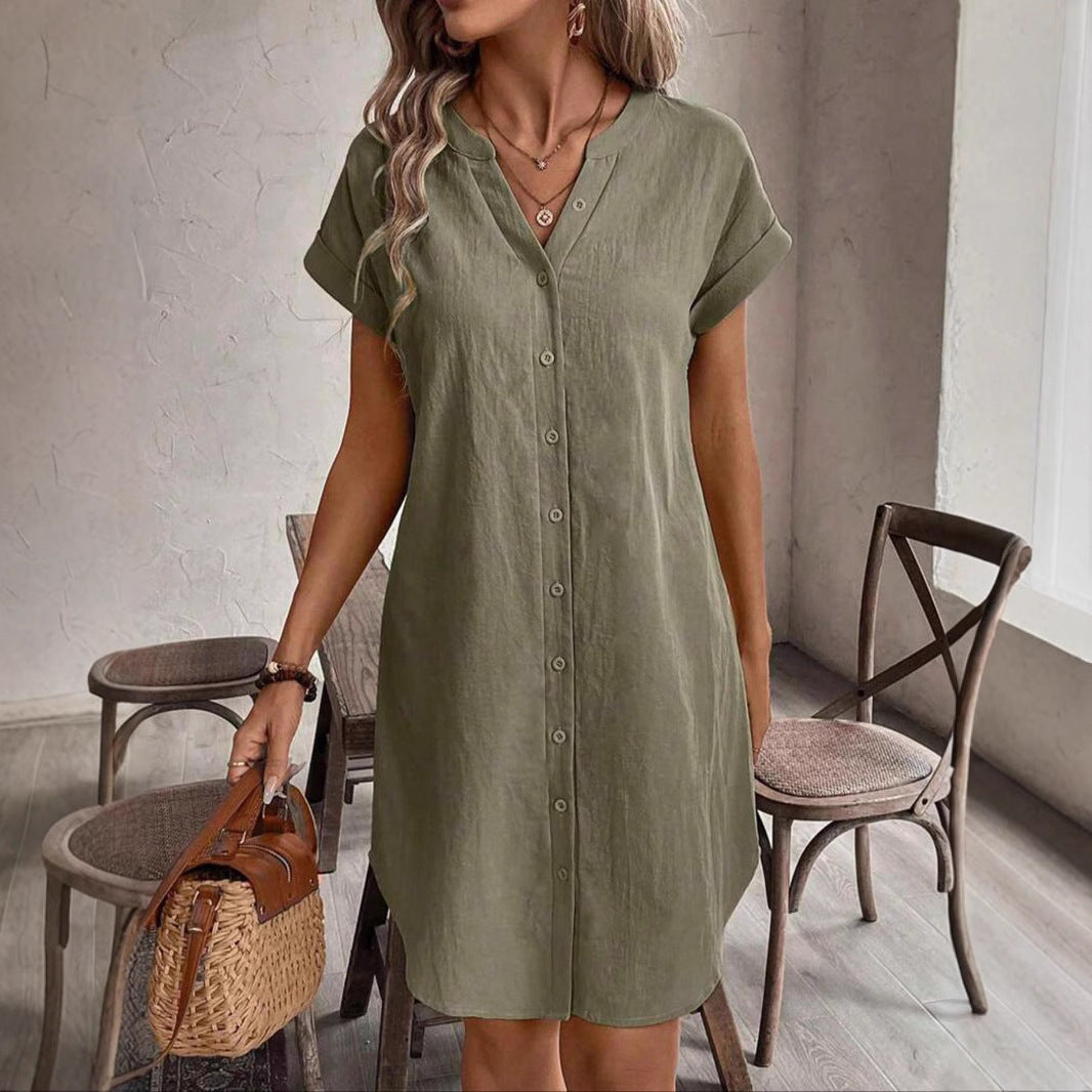 Damen lässiges Hemdblusenkleid EB