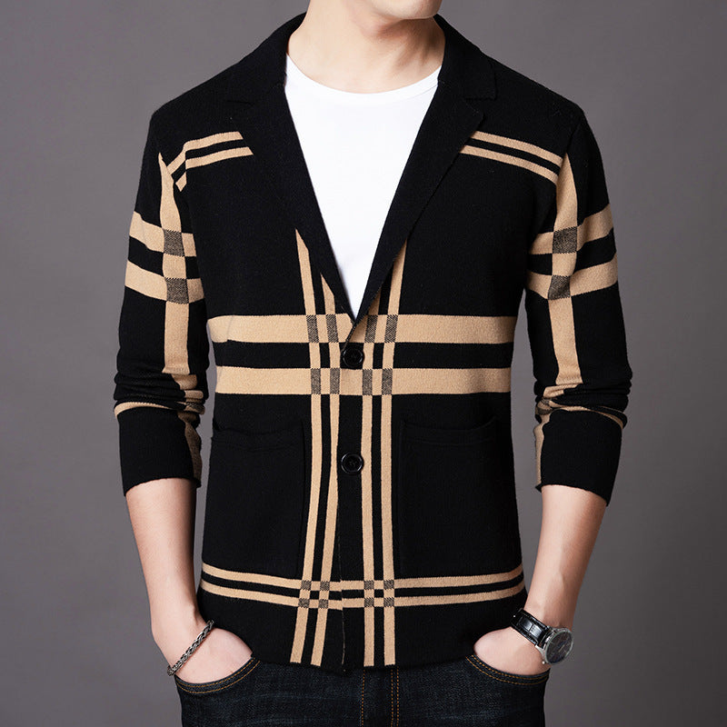 Herren eleganter Strickblazer mit modernem Karomuster EB