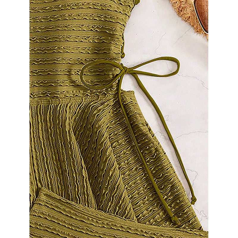 Damen Tankini mit gerafftem Design und seitlichen Bindebändern EB