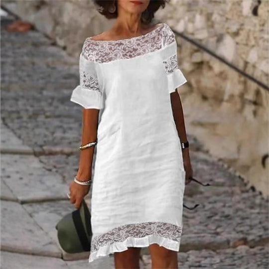 Damen luftiges Sommerkleid mit raffinierten Spitzenakzenten EB