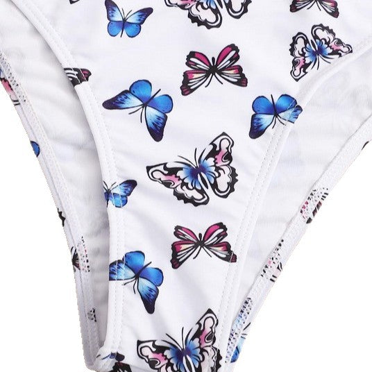 Damen Sportliches Bikini-Set mit verspieltem Schmetterlingsmuster EB