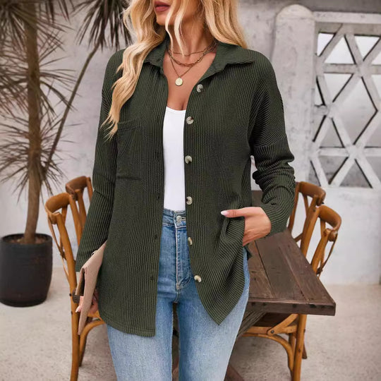 Damen Strickjacke mit strukturiertem Material und bequemen Taschen EB