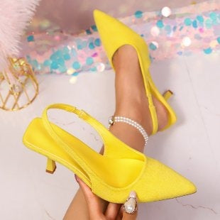 Damen Elegante Slingback-Pumps mit glänzendem Riemendesign EB