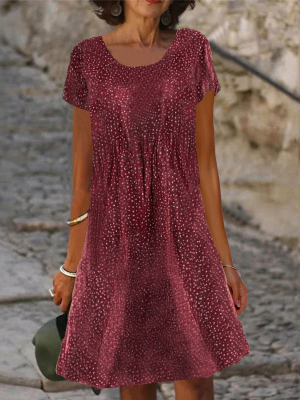 Damen lässiges Sommerkleid mit modernen Mustern und femininem Schnitt EB