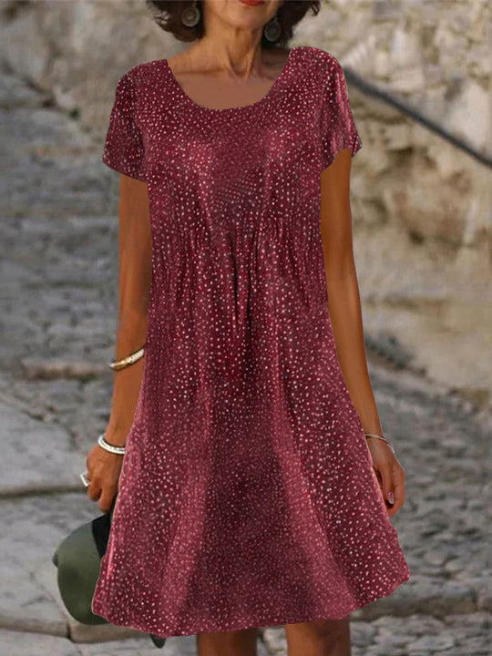 Damen lässiges Sommerkleid mit modernen Mustern und femininem Schnitt EB