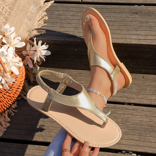 Damen Fußfreundliche Zehensandalen mit gepolsterter Sohle und modischem Riemen EB