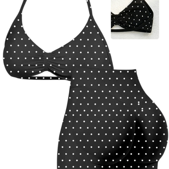 Damen Sportliches Bikini-Set mit hochgeschnittenen Shorts und elastischer Unterstützung EB