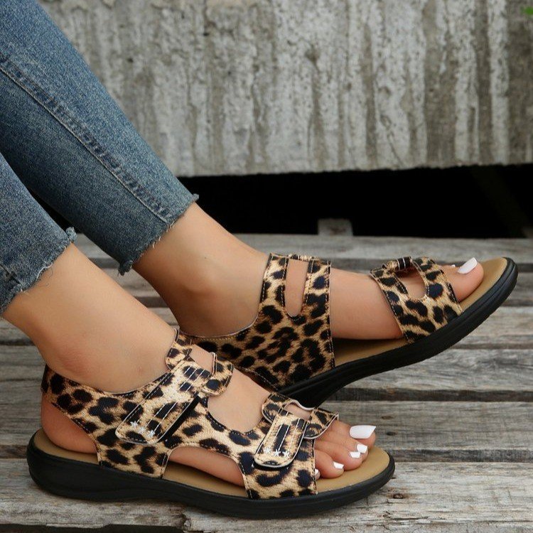 Damen Komfortable Sandalen mit verstellbaren Klettverschlüssen und anatomischem Fußbett EB