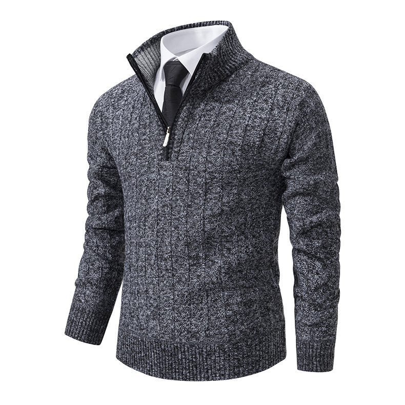 Herren eleganter Strickpullover mit halbem Reißverschluss EB