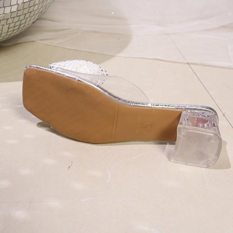 Damen Glamouröse Slides mit funkelnder Schleifen-Applikation EB