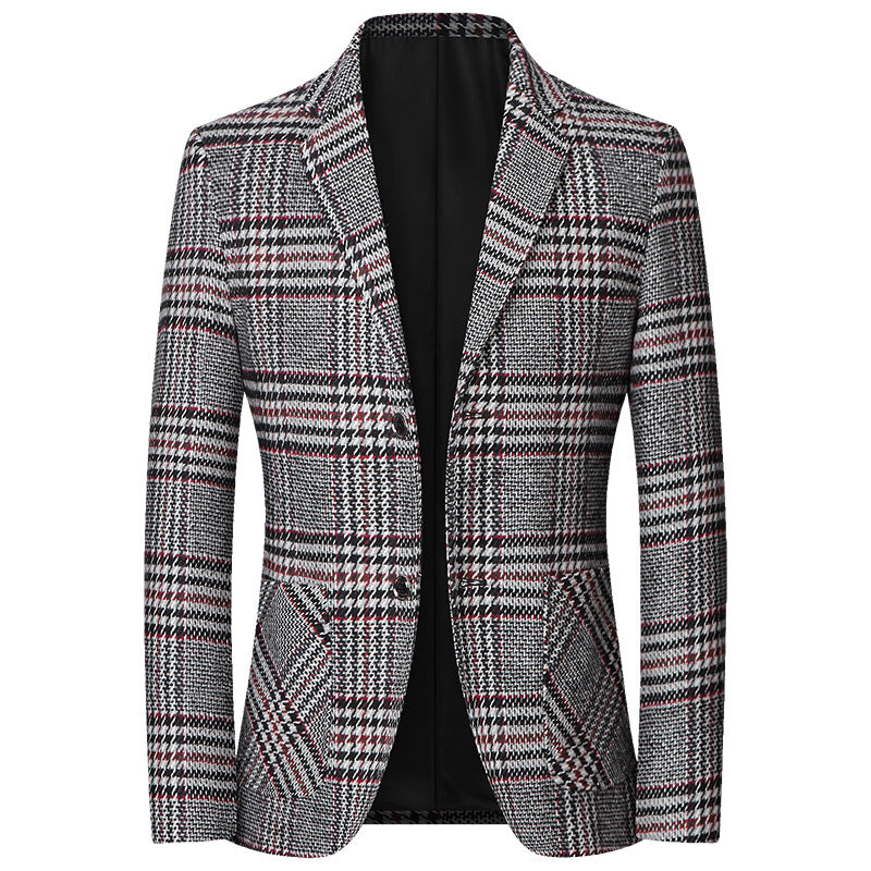 Herren Glencheck-Sakko Slim Fit aus Wollmischung mit dezentem Overcheck EB