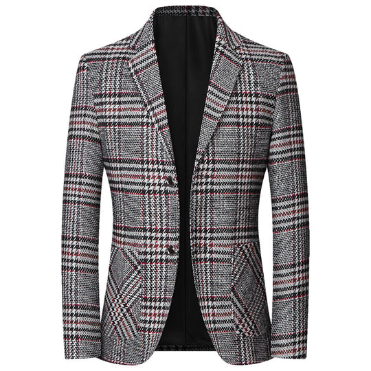 Herren Glencheck-Sakko Slim Fit aus Wollmischung mit dezentem Overcheck EB