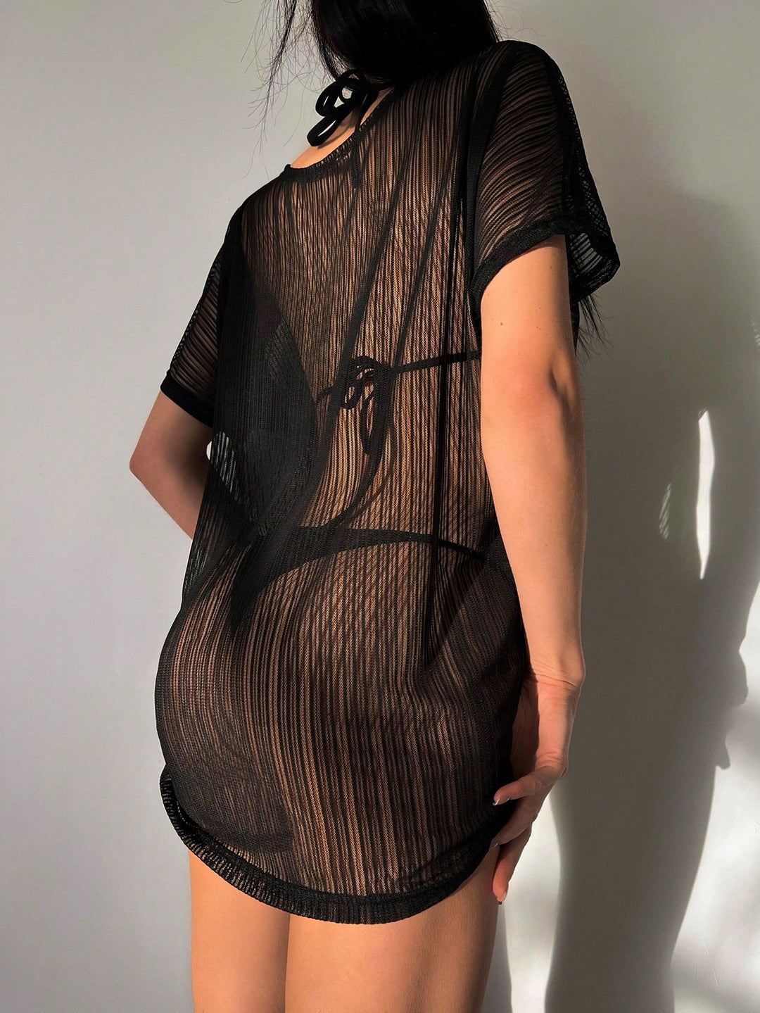 Damen Strandcover-Up aus transparentem Netzmaterial EB