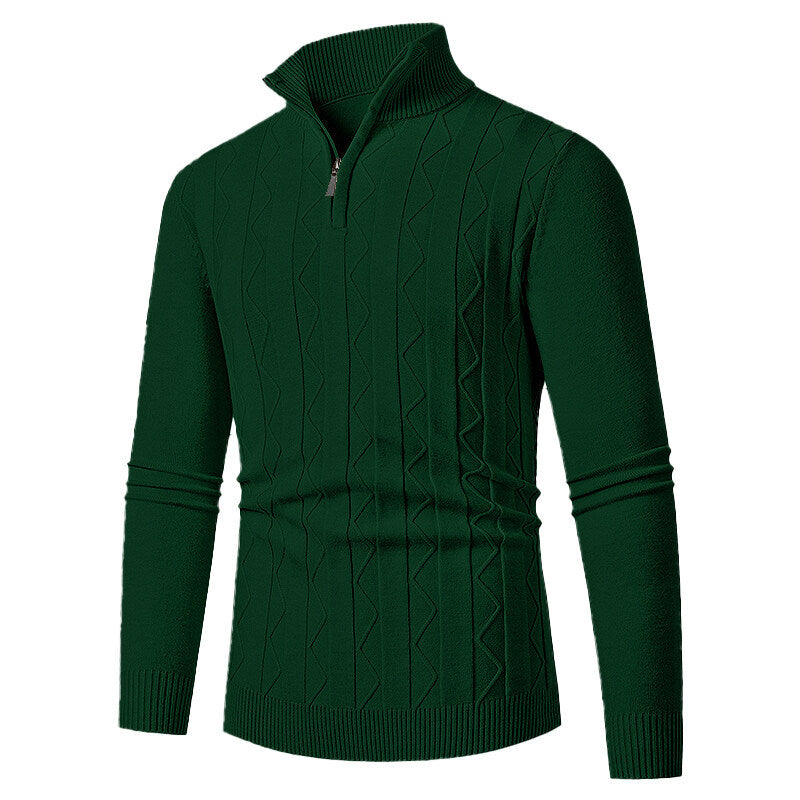 Herren Strickpullover mit stylischem Reißverschluss und Zopfmuster EB
