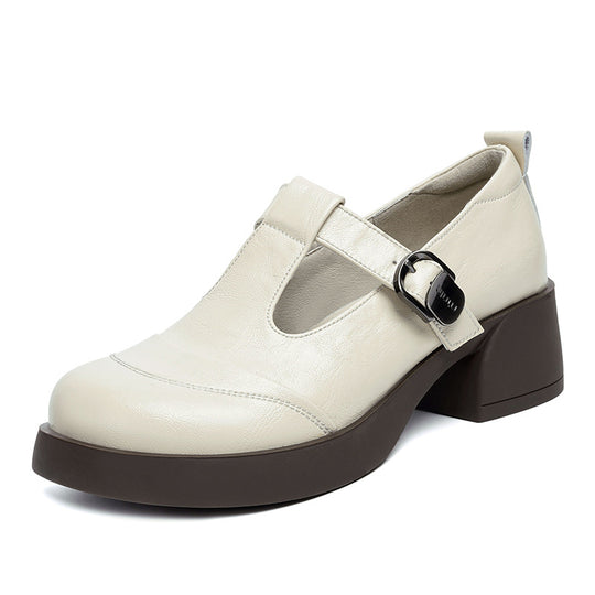 Damen elegante Mary Jane Pumps mit modernem Riemen und komfortablem Blockabsatz EB