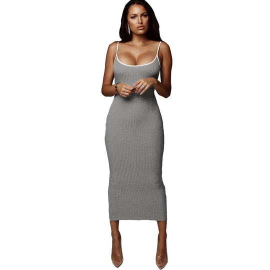 Damen Figurbetontes Maxikleid mit Spaghettiträgern und feinem Stretch EB