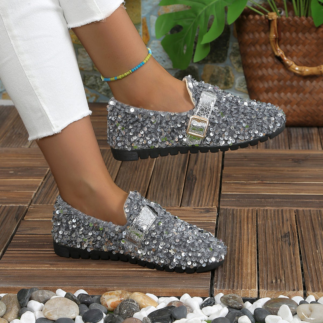Damen Glitzernde Slipper mit modischem Schnallen-Detail EB