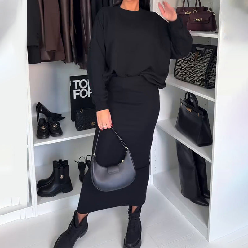 Damen Oversized Pullover und Maxi-Rock Set EB
