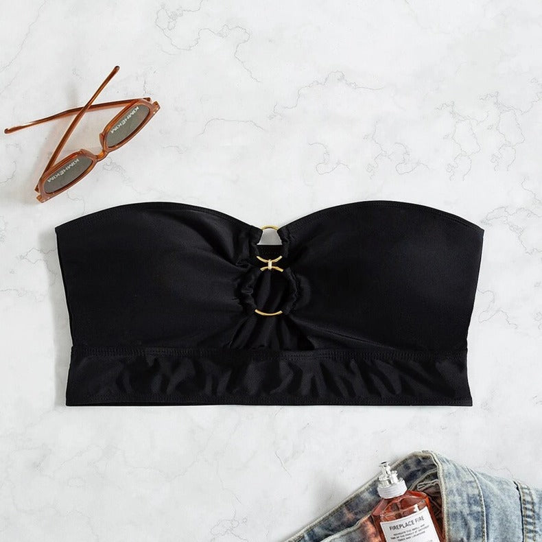 Damen Bandeau-Bikini-Oberteil mit raffiniertem Ringdetail EB