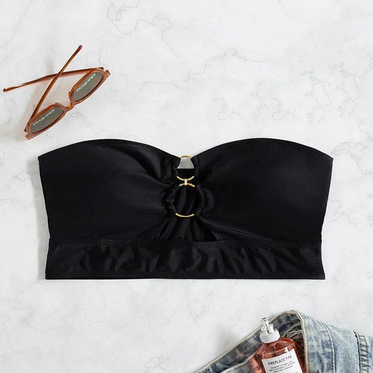 Damen Bandeau-Bikini-Oberteil mit raffiniertem Ringdetail EB