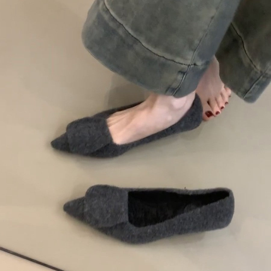 Damen Filz-Pantoletten mit spitzem Design und kuscheligem Innenfutter EB