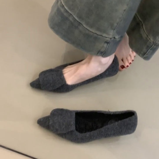 Damen Filz-Pantoletten mit spitzem Design und kuscheligem Innenfutter EB