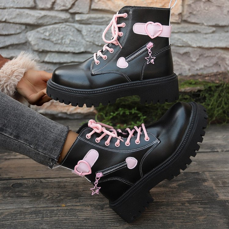 Damen Modische Stiefel mit Herz- und Stern-Details EB