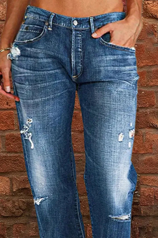 Damen lockere Jeans im Used-Look EB