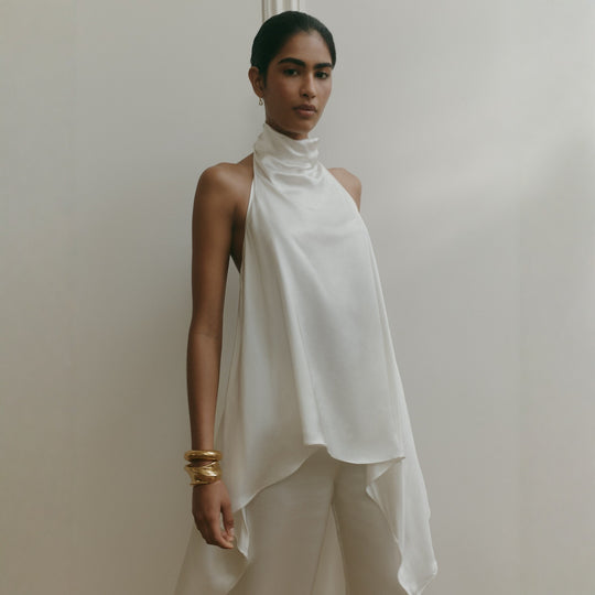 Damen elegantes satinierter Einteiler mit asymmetrischem Schnitt EB