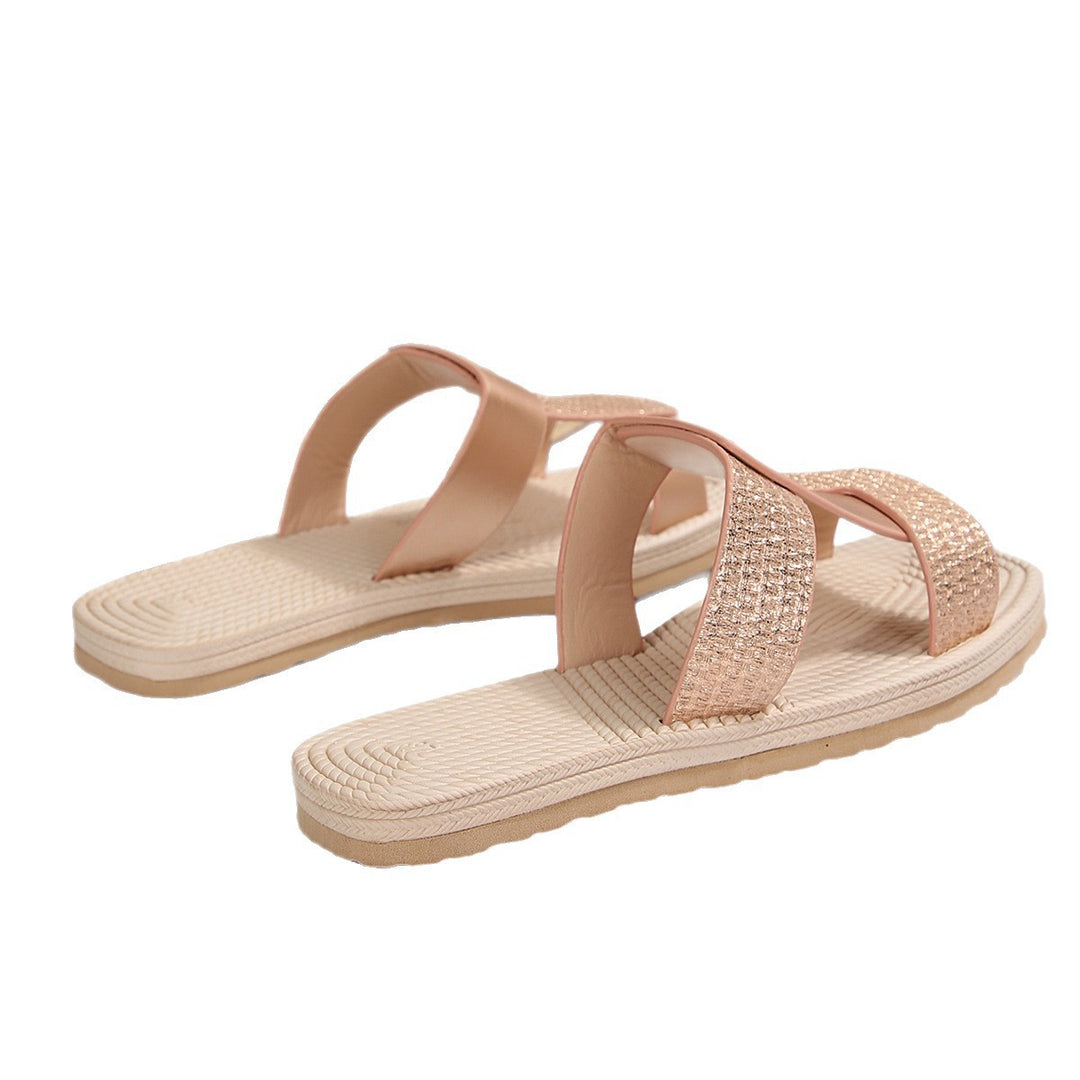 Damen Elegante und bequeme Flip-Flops mit glitzernden Akzenten EB