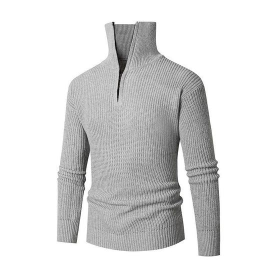 Herren nan strukturierter Halbzip-Pullover mit hohem Kragen, robuster Rippstruktur und elastischen Bündchen EB