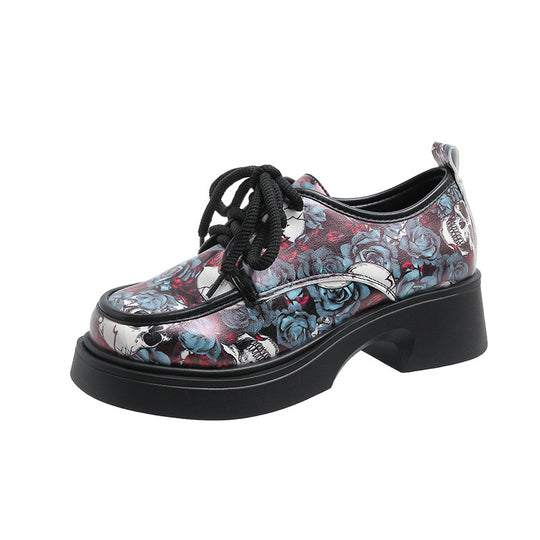 Damen Modische Plateausneaker mit floralem Muster und ausgefallenem Design EB