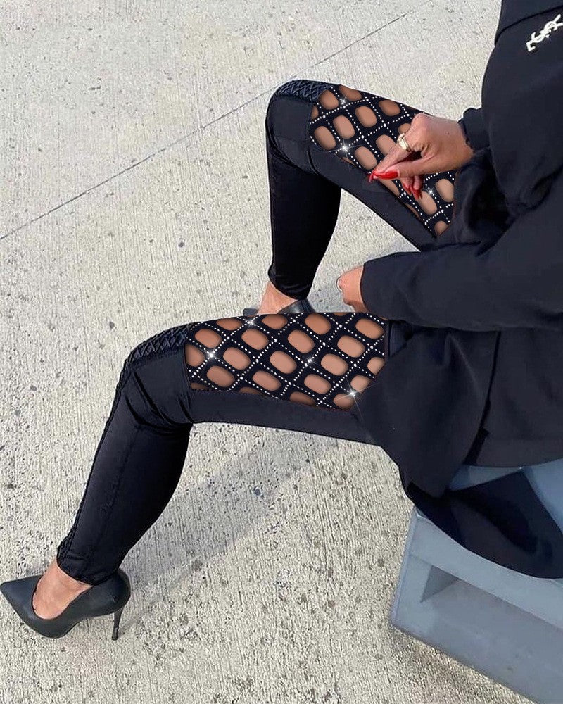 Damen Leggings mit Netzdetails und figurbetonter Passform EB