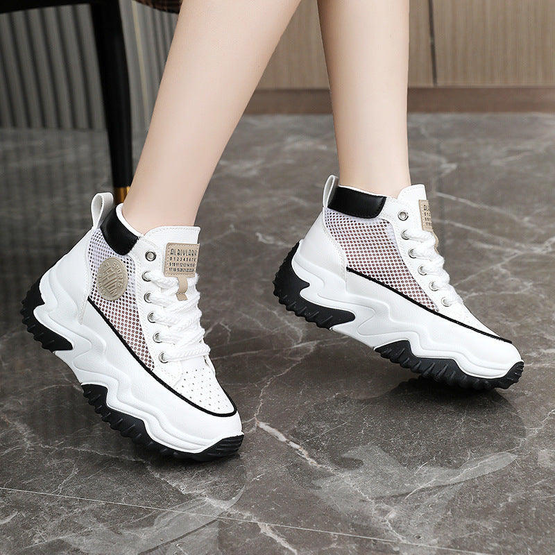 Damen hochgeschnittene Sneakers mit atmungsaktiver Netzstruktur und stoßdämpfendem Sohlenprofil EB
