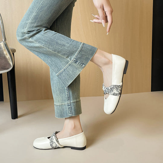 Damen Ballerinas mit floralem Riemen und bequemer Sohle EB