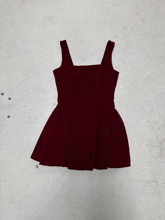 Damen Kurzes Samtkleid mit hochwertigem Schnitt und A-Linien-Silhouette EB