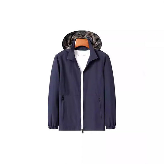 Herren Leichte Wind- und Wasserabweisende Kapuzenjacke mit Camouflage-Innenfutter EB