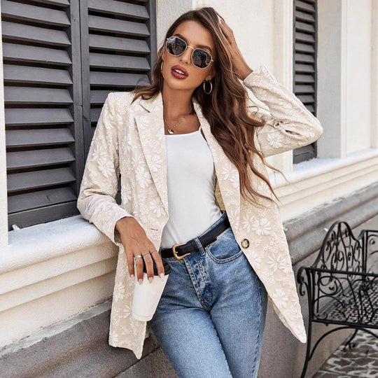 Damen Modischer Blazer mit floralen Details EB