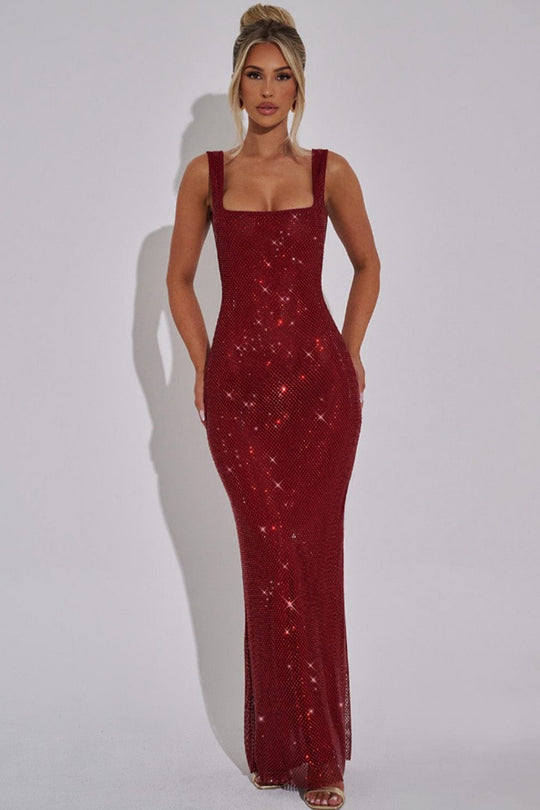 Damen Glamouröses Pailletten-Abendkleid mit figurbetontem Schnitt EB
