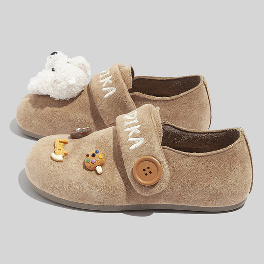 Damen Clogs mit niedlichen Tierapplikationen und Knopfverschluss EB