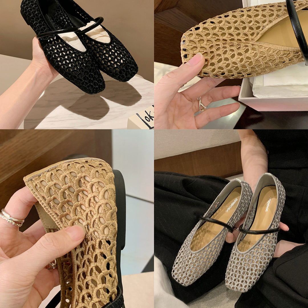 Damen Ballerinas mit strukturiertem Obermaterial und flexiblem Fußbett EB